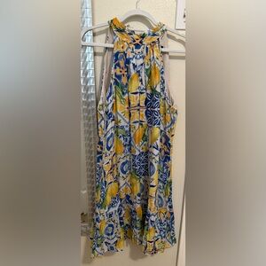 MSK Halter Dress with Lemon Print Size Medium